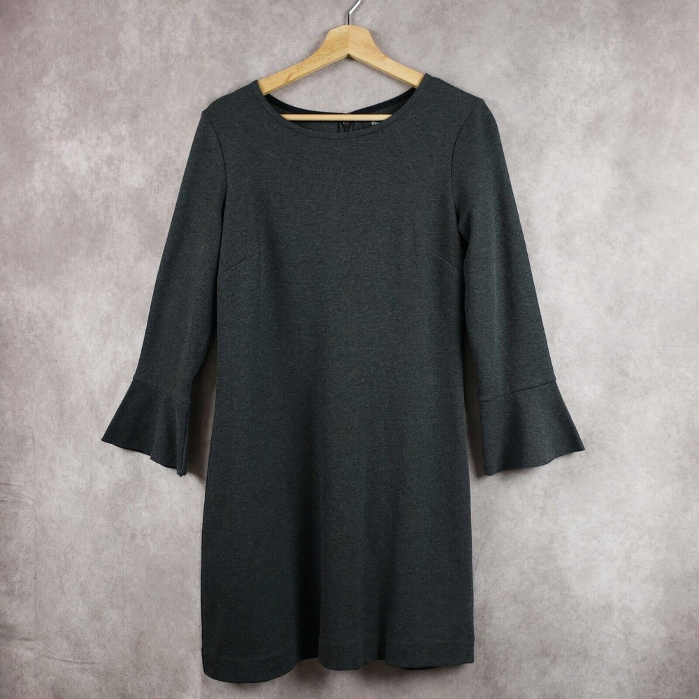 Madewell Jersey Knit Dark Heathered Gray Bell Sleeve Cotton Blend Dress Small